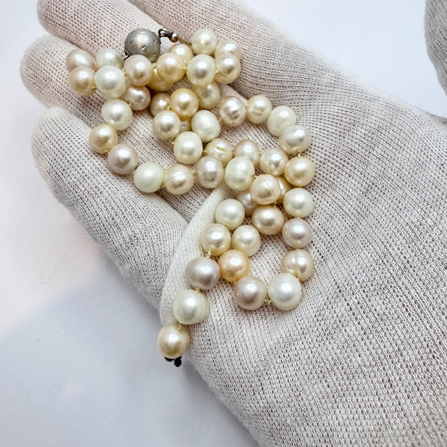 Vintage Sterling Silver Baroque Cultured Pearl Necklace.