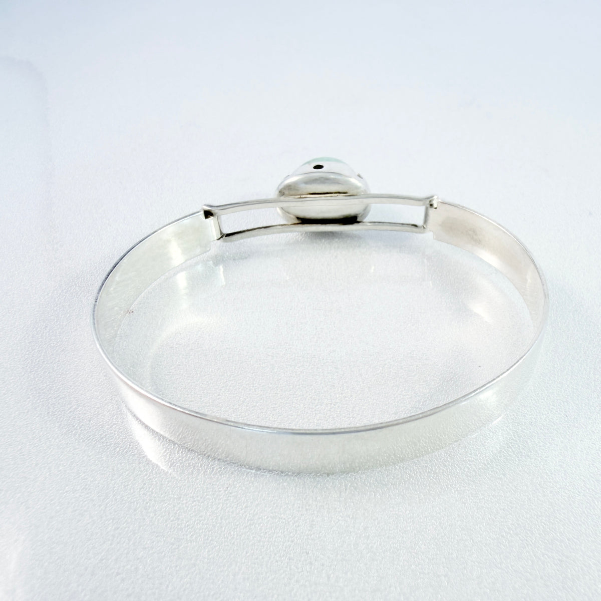 Finland ca 1960s. Vintage Solid Silver Aventurine Hinged Bracelet.