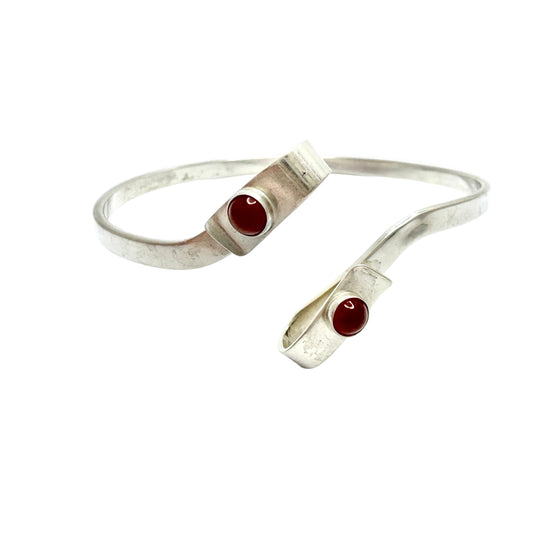 Ceson, Sweden 1961. Vintage Solid Silver Carnelian Bangle Bracelet.