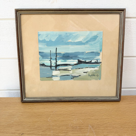 Stig Sasen, Sweden 1957. Vintage Gouache Watercolor Painting.