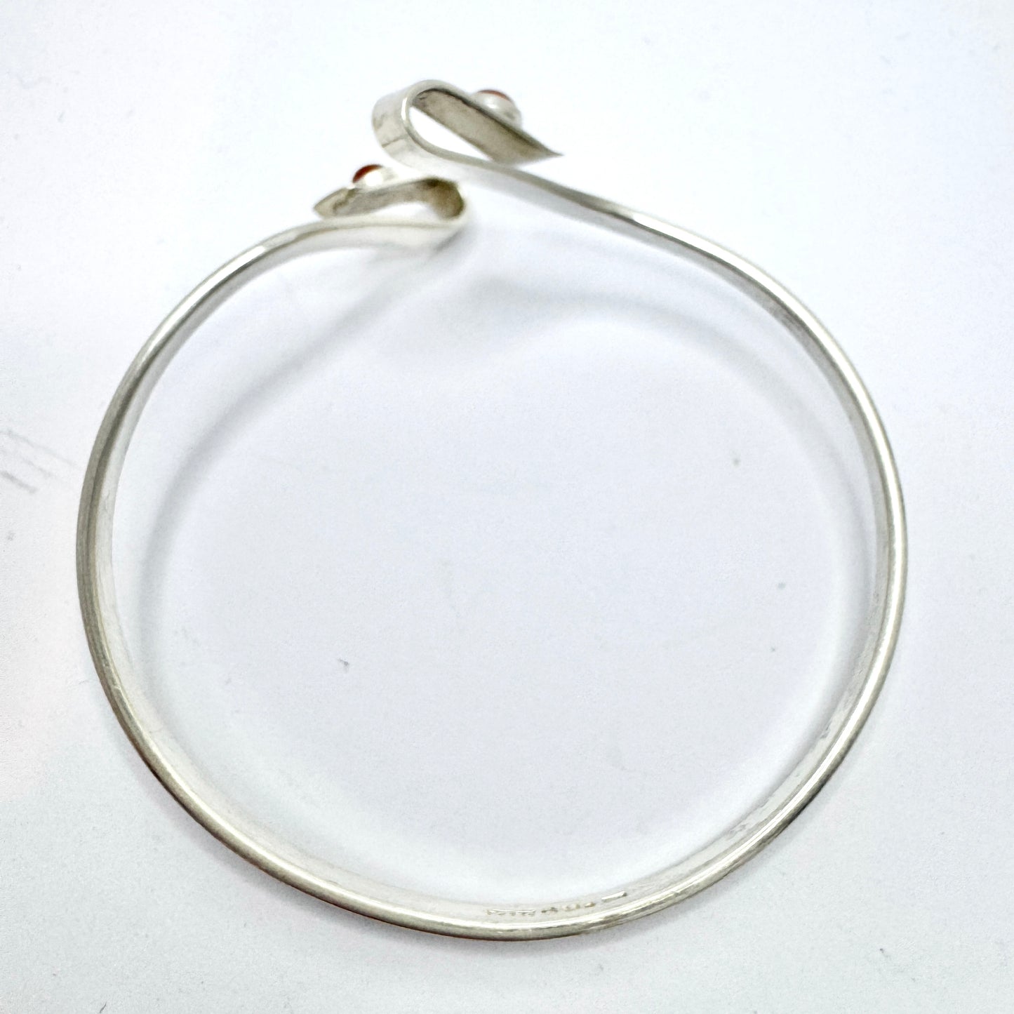 Ceson, Sweden 1961. Vintage Solid Silver Carnelian Bangle Bracelet.
