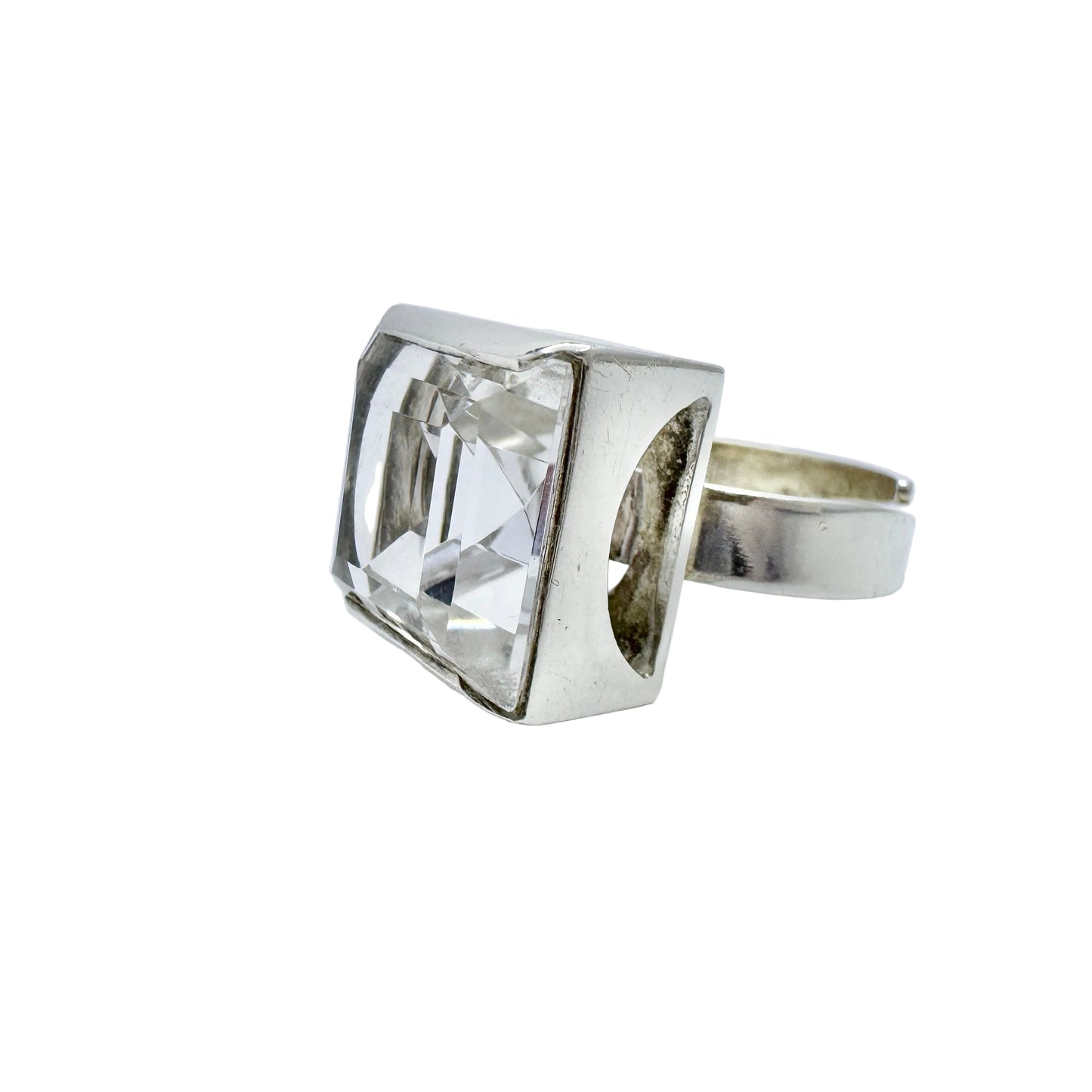 Bengt Hallberg, Sweden 1976. Bold Vintage Sterling Silver Rock Crystal Ring.
