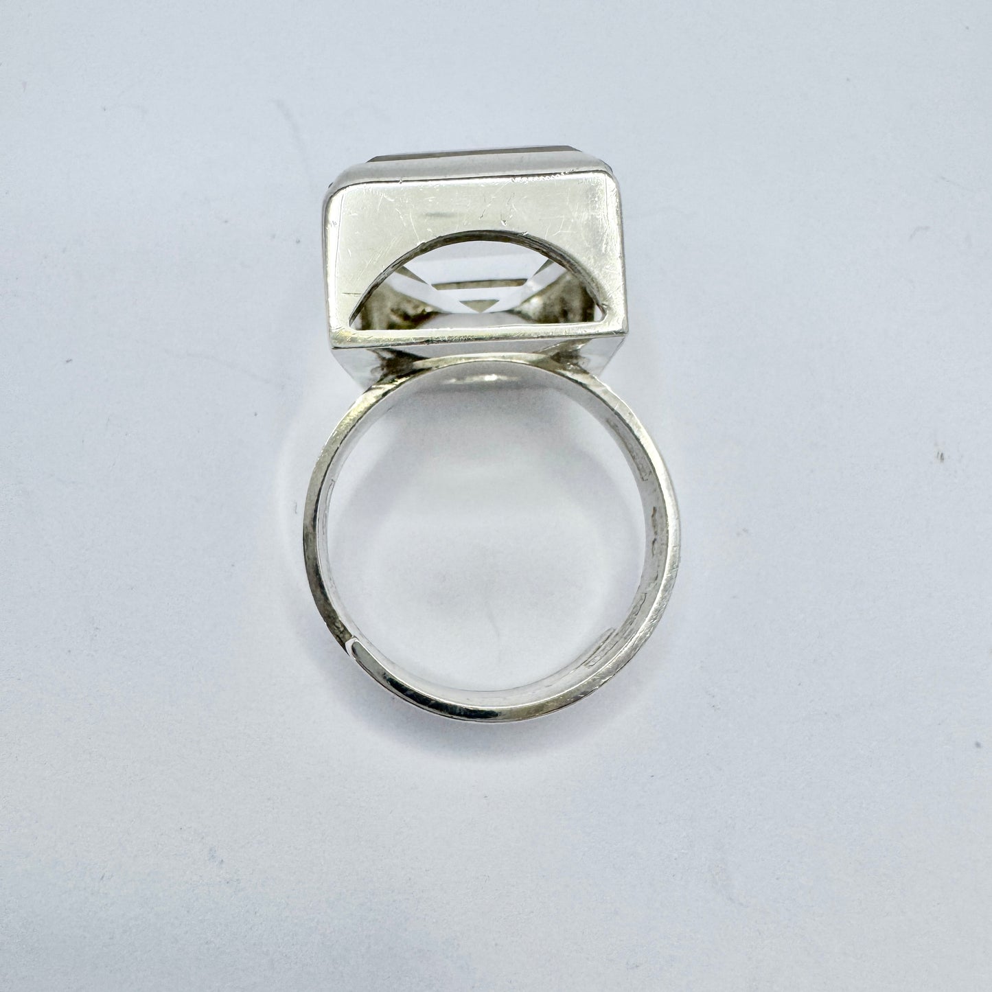 Bengt Hallberg, Sweden 1976. Bold Vintage Sterling Silver Rock Crystal Ring.