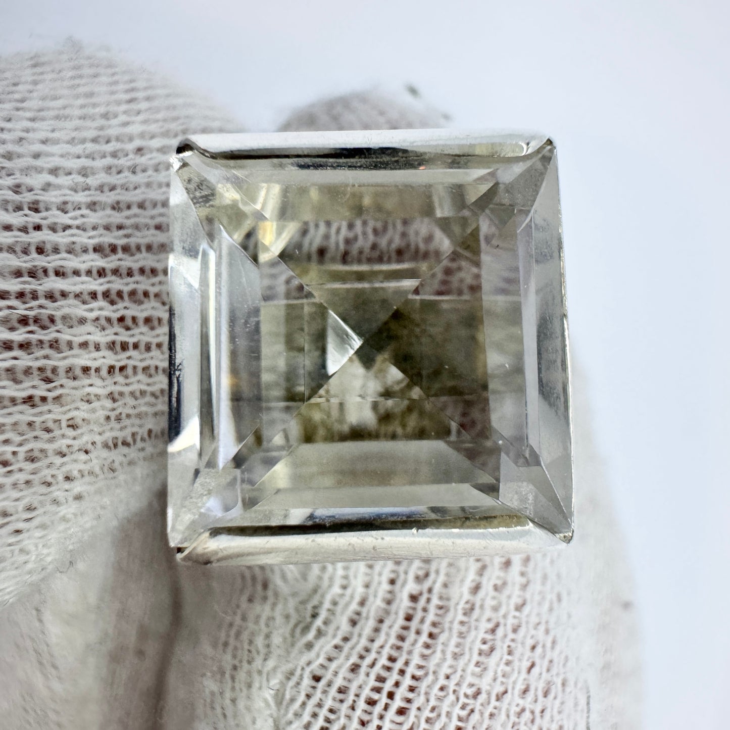 Bengt Hallberg, Sweden 1976. Bold Vintage Sterling Silver Rock Crystal Ring.