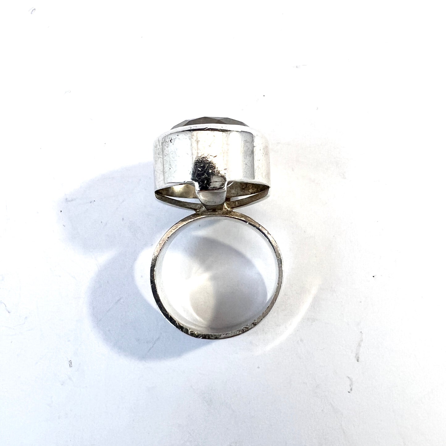 Hansen, Sweden 1965. Vintage Sterling Silver Rock Crystal Ring.