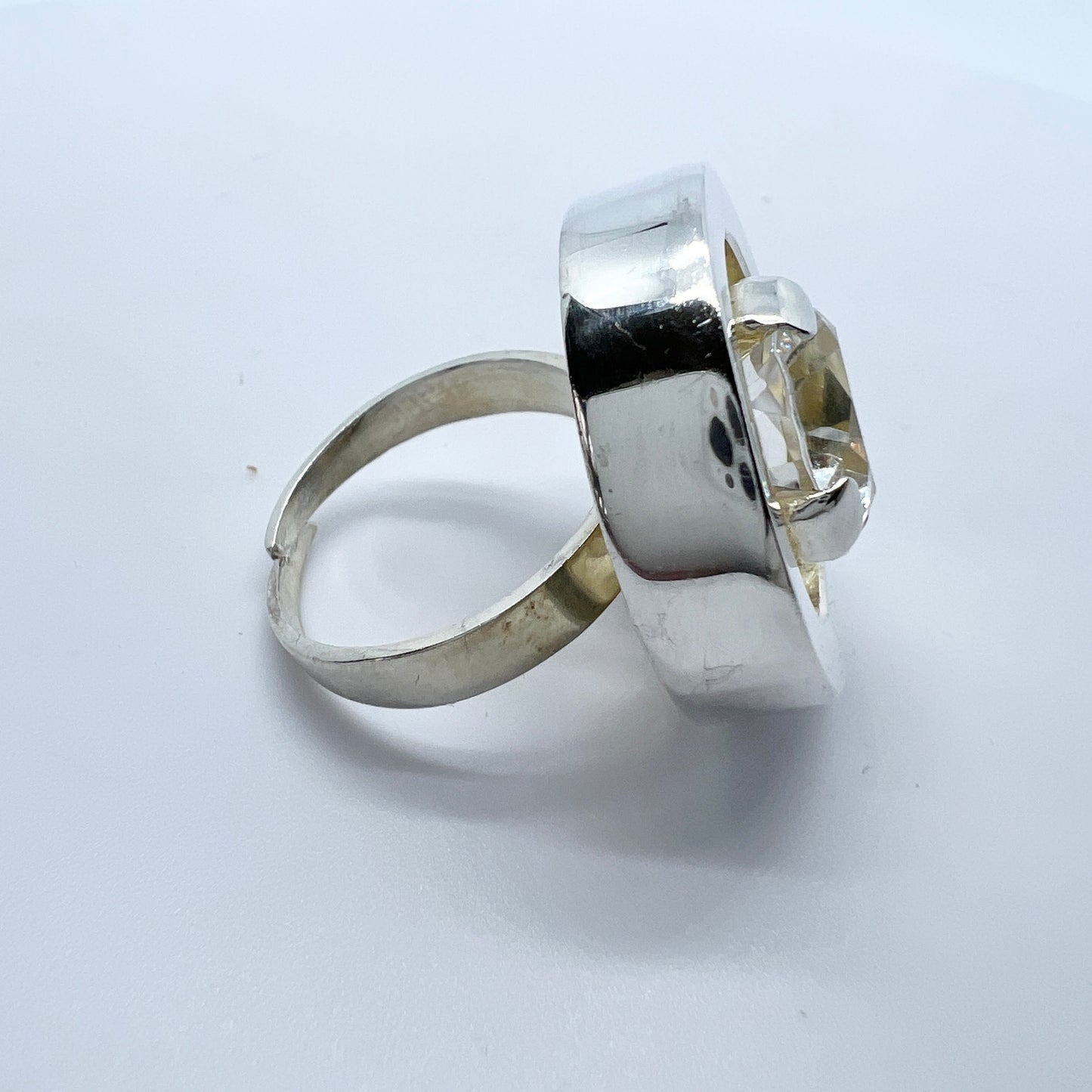 Vintage 1960-70s. Sterling Silver Rock Crystal Ring.