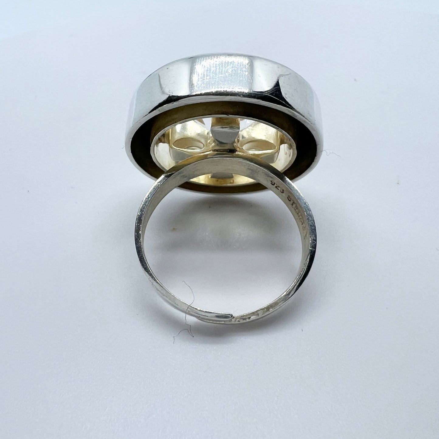 Vintage 1960-70s. Sterling Silver Rock Crystal Ring.