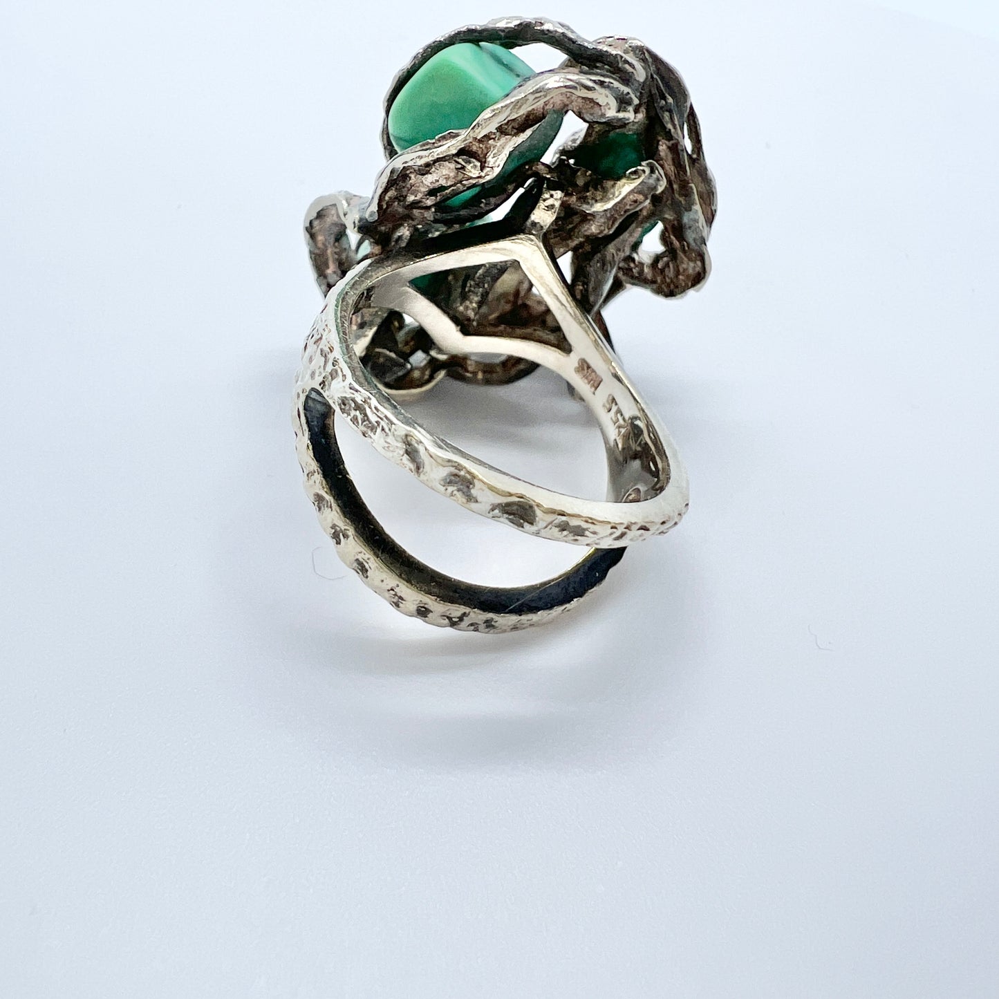 Herman Siersbol, Denmark 1970s. Bold Vintage Sterling Silver Turquoise Ring.