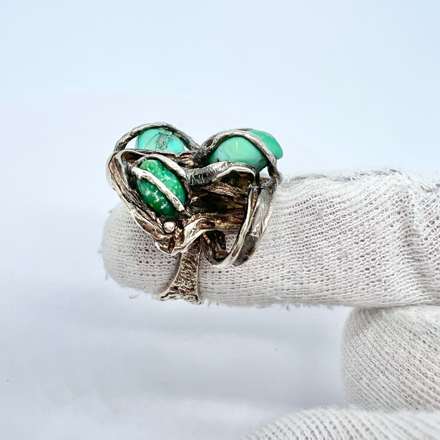 Herman Siersbol, Denmark 1970s. Bold Vintage Sterling Silver Turquoise Ring.