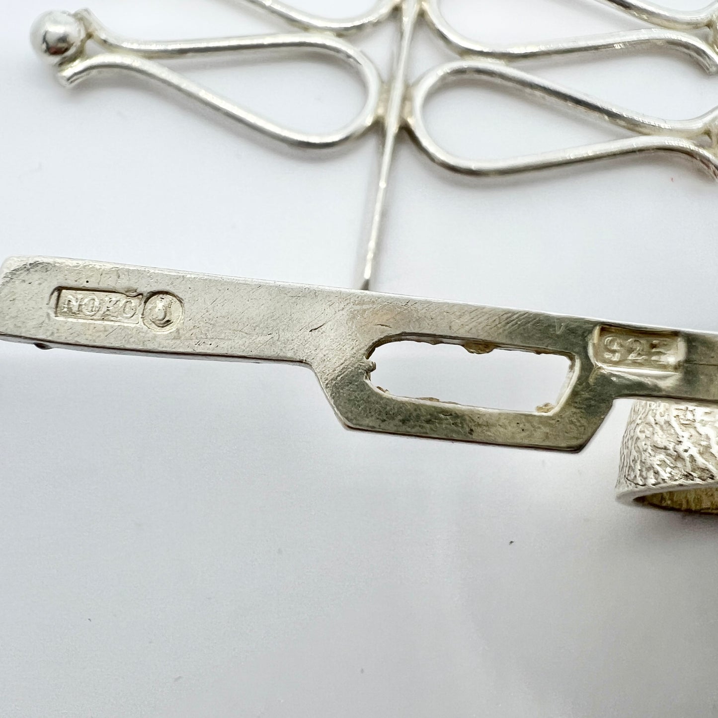 3 Large Vintage Modernist Scandinavian 1970s Solid Silver Pendants.