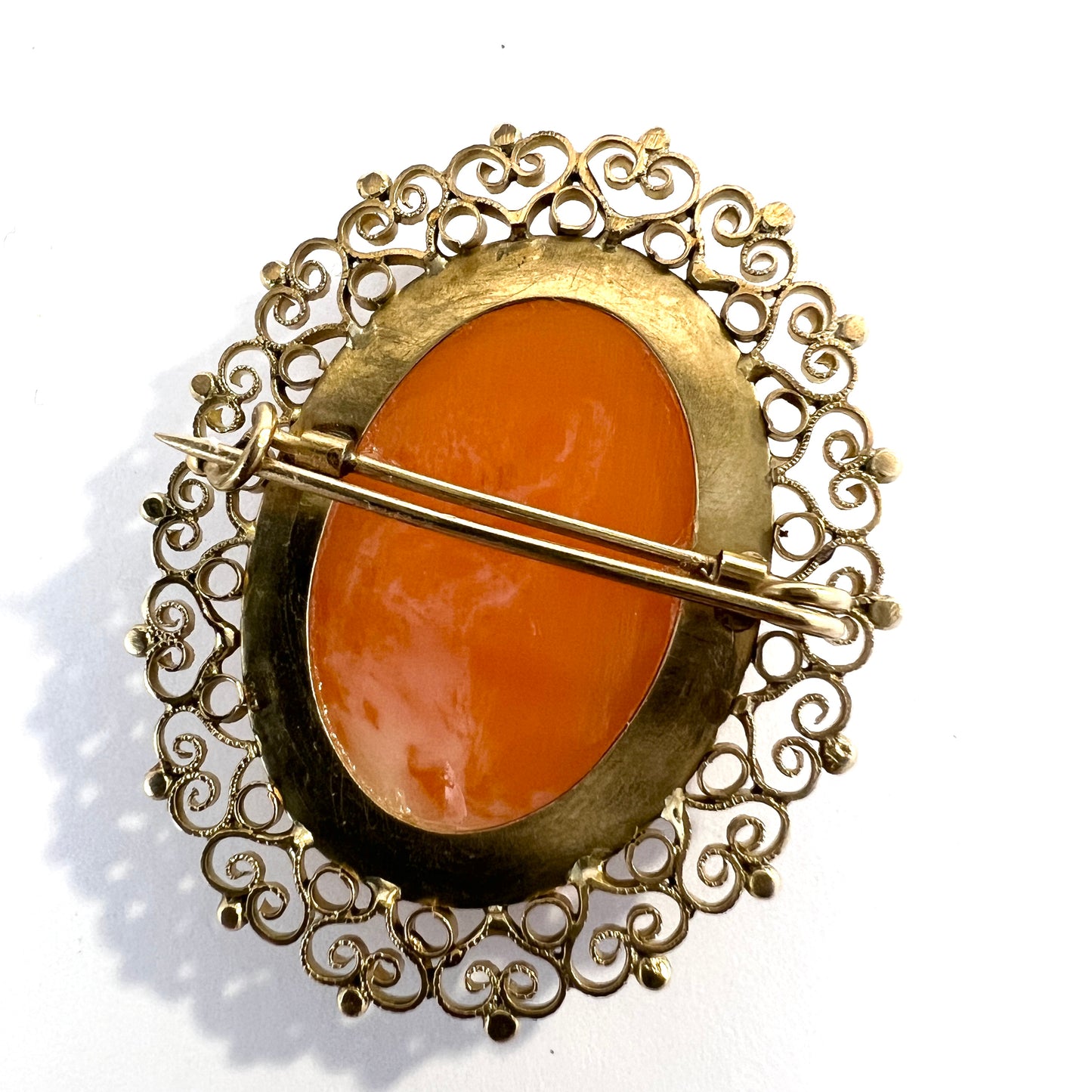 Antique Edwardian 18k Gold Cameo Brooch.