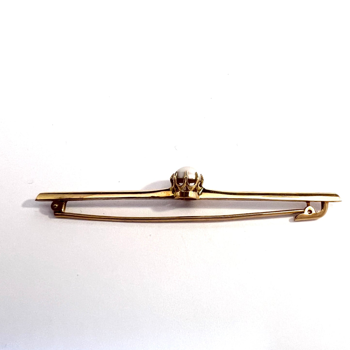 G Dahlgren, Sweden 1928 Art Deco 18k Gold Cultured Pearl Brooch Pin.