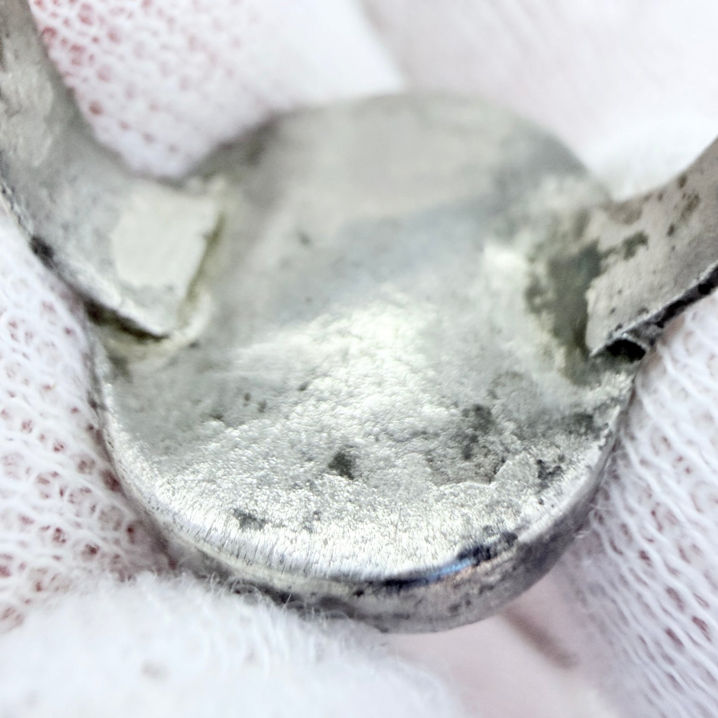 Antique 1700s or Earlier. Silver Blue Glass Signet Ring.
