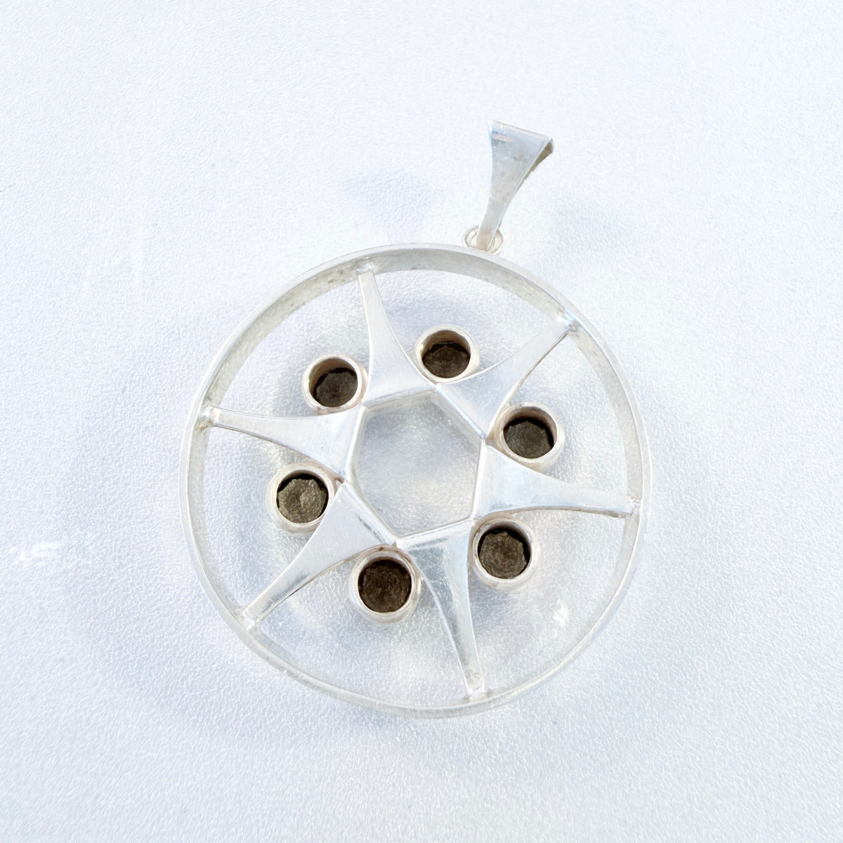 Salovaara, Finland early 1970s. Vintage Sterling Silver Smoky Quartz Pendant.
