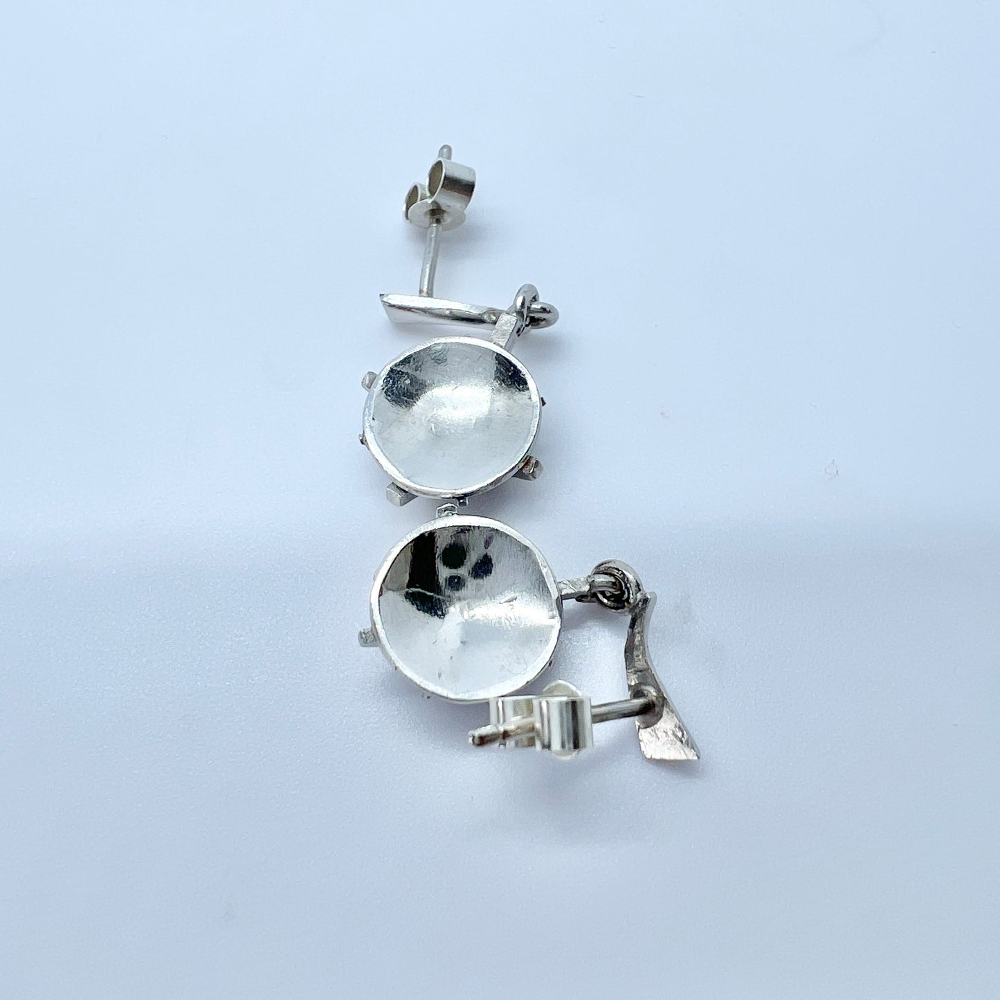 Vintage 1960s Space Age 18k Gold White Gold Sapphire Earrings.