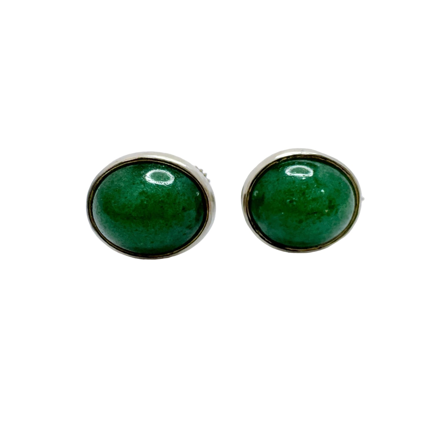 Atelier Borgila, Sweden 1958. Vintage Solid Silver Aventurine Earrings.