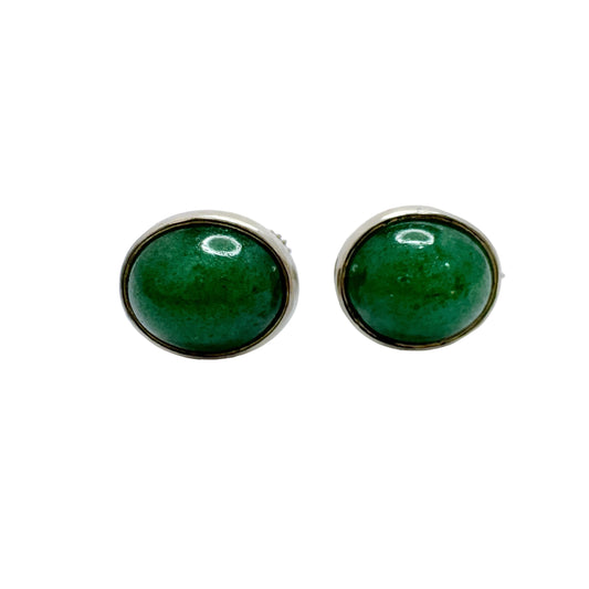 Atelier Borgila, Sweden 1958. Vintage Solid Silver Aventurine Earrings.