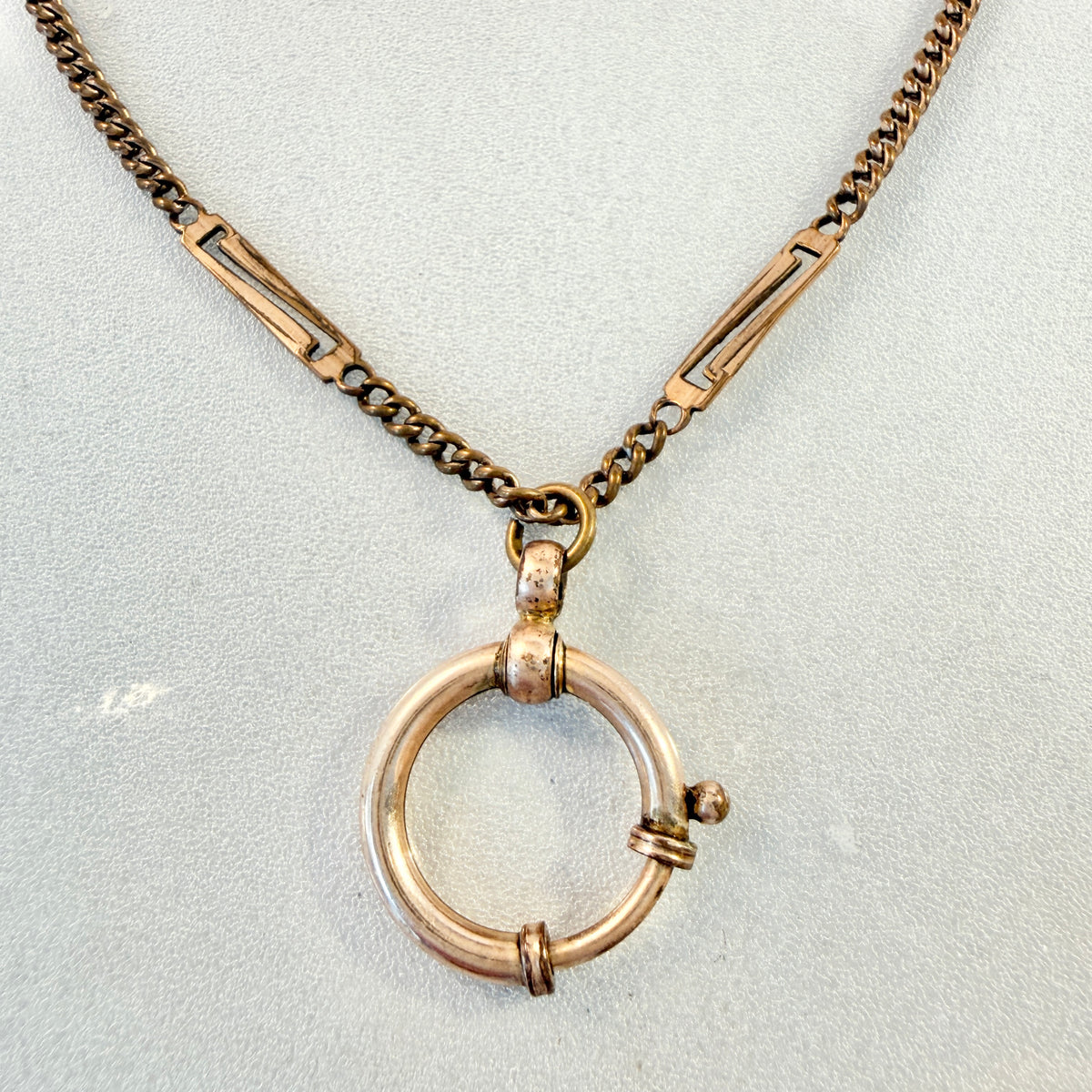 Antique Gold Doublé Yellow Metal Watch Chain in Necklace Length.