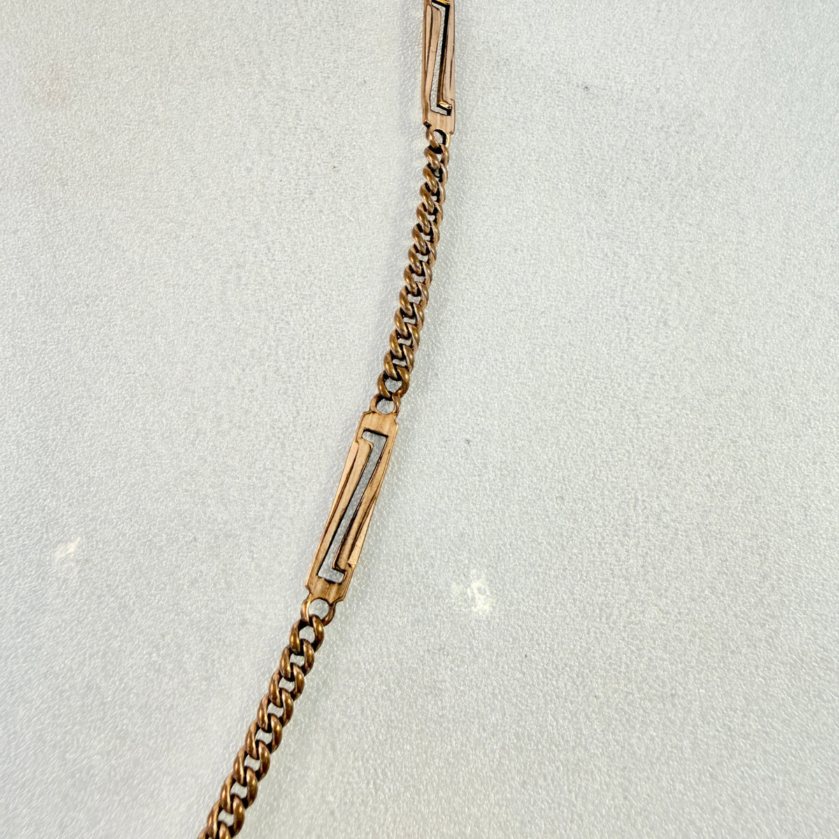 Antique Gold Doublé Yellow Metal Watch Chain in Necklace Length.