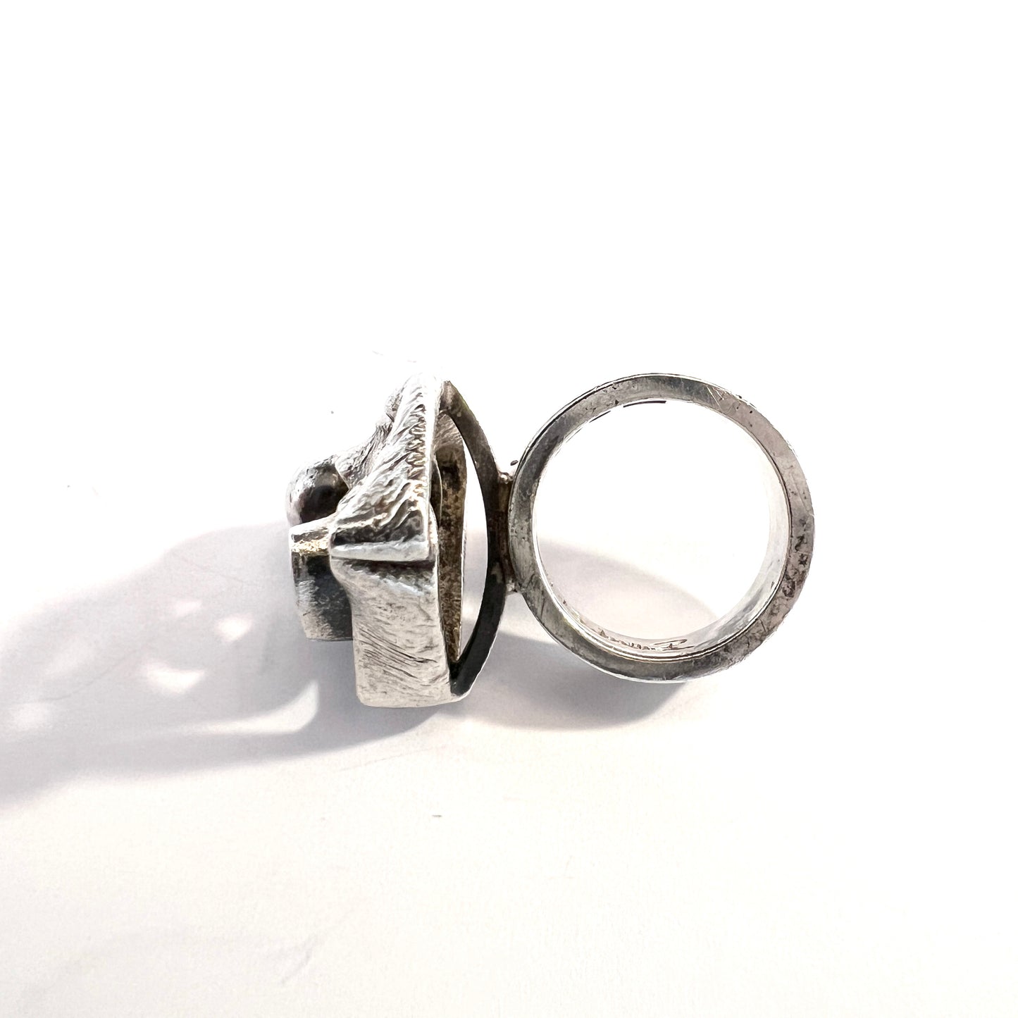 Rolf Karlsson, Sweden 1976 Modernist Brutalist Sterling Silver Ring. Signed.