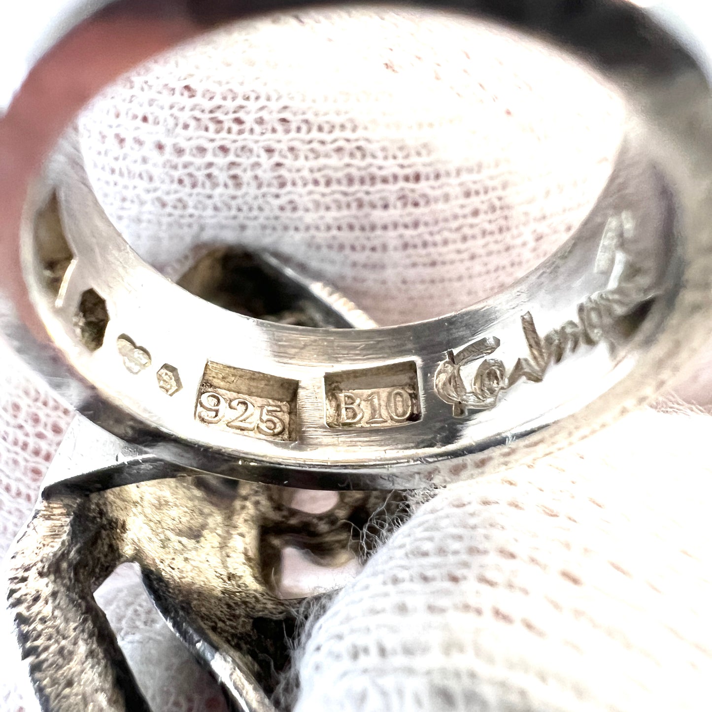 Rolf Karlsson, Sweden 1976 Modernist Brutalist Sterling Silver Ring. Signed.