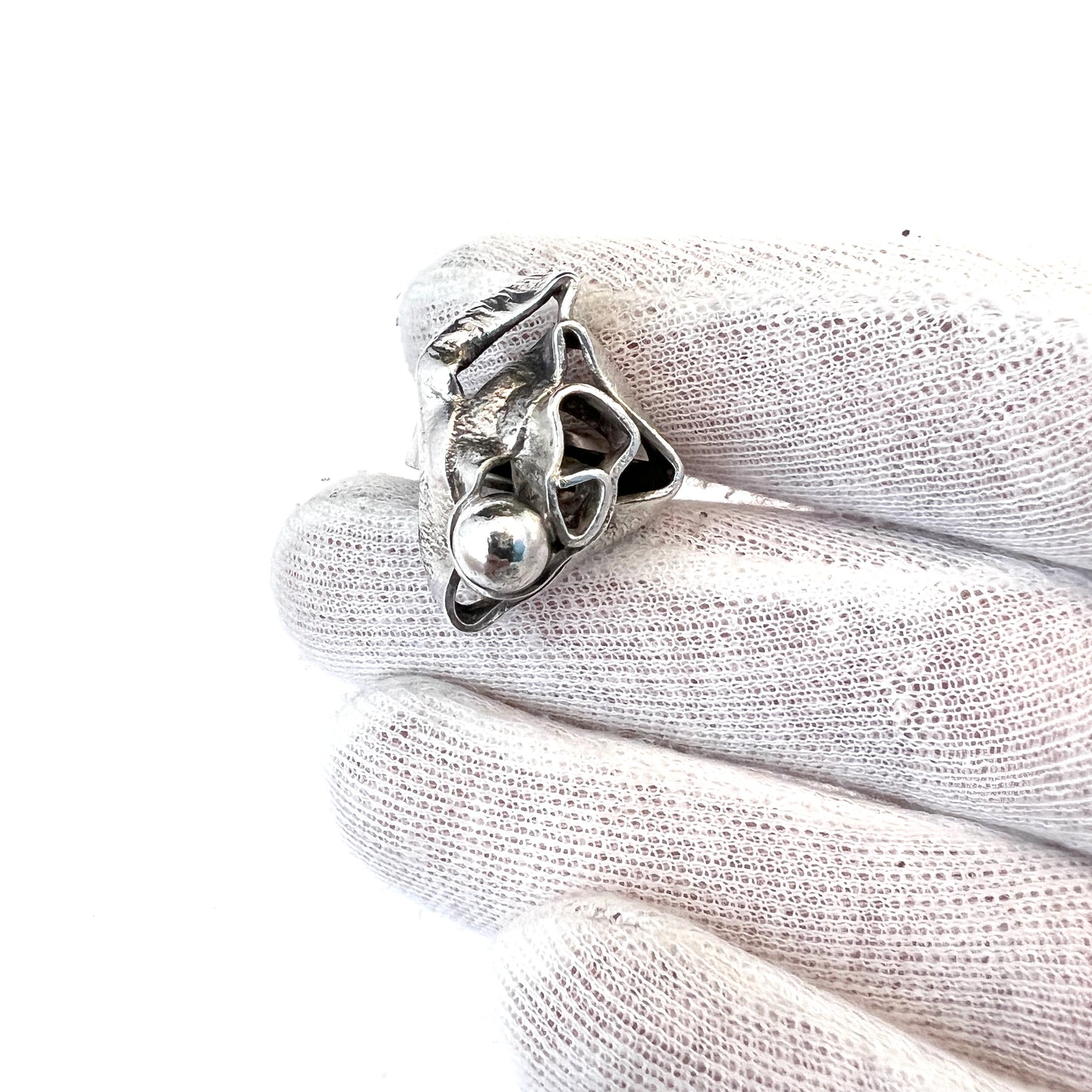 Rolf Karlsson, Sweden 1976 Modernist Brutalist Sterling Silver Ring. Signed.