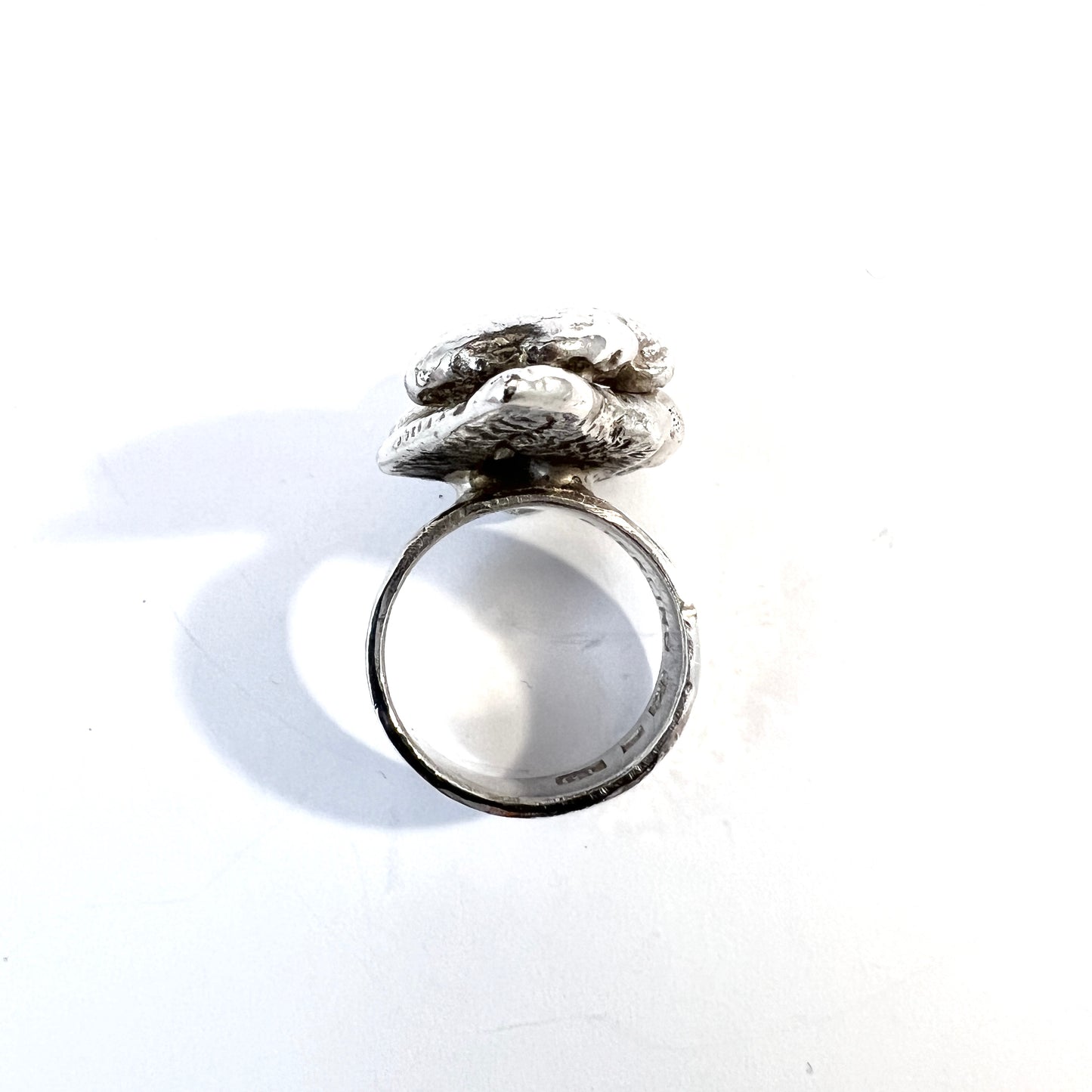 Sweden year 1973. Chunky Vintage Modernist Brutalist Sterling Silver Ring.