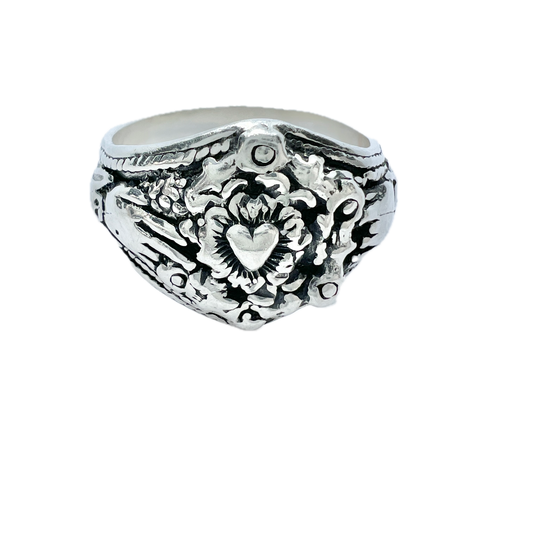 Bengt Hallberg, Sweden 1990s. Sterling Silver 1700s Copy Heart Love Ring.