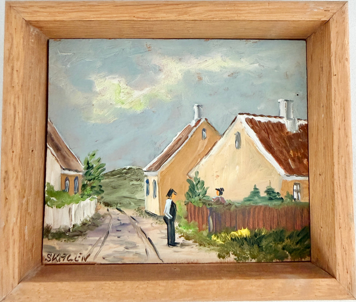 Karl Hintze, Skagen, Denmark 1984. Vintage Miniature Oil on Wood Painting