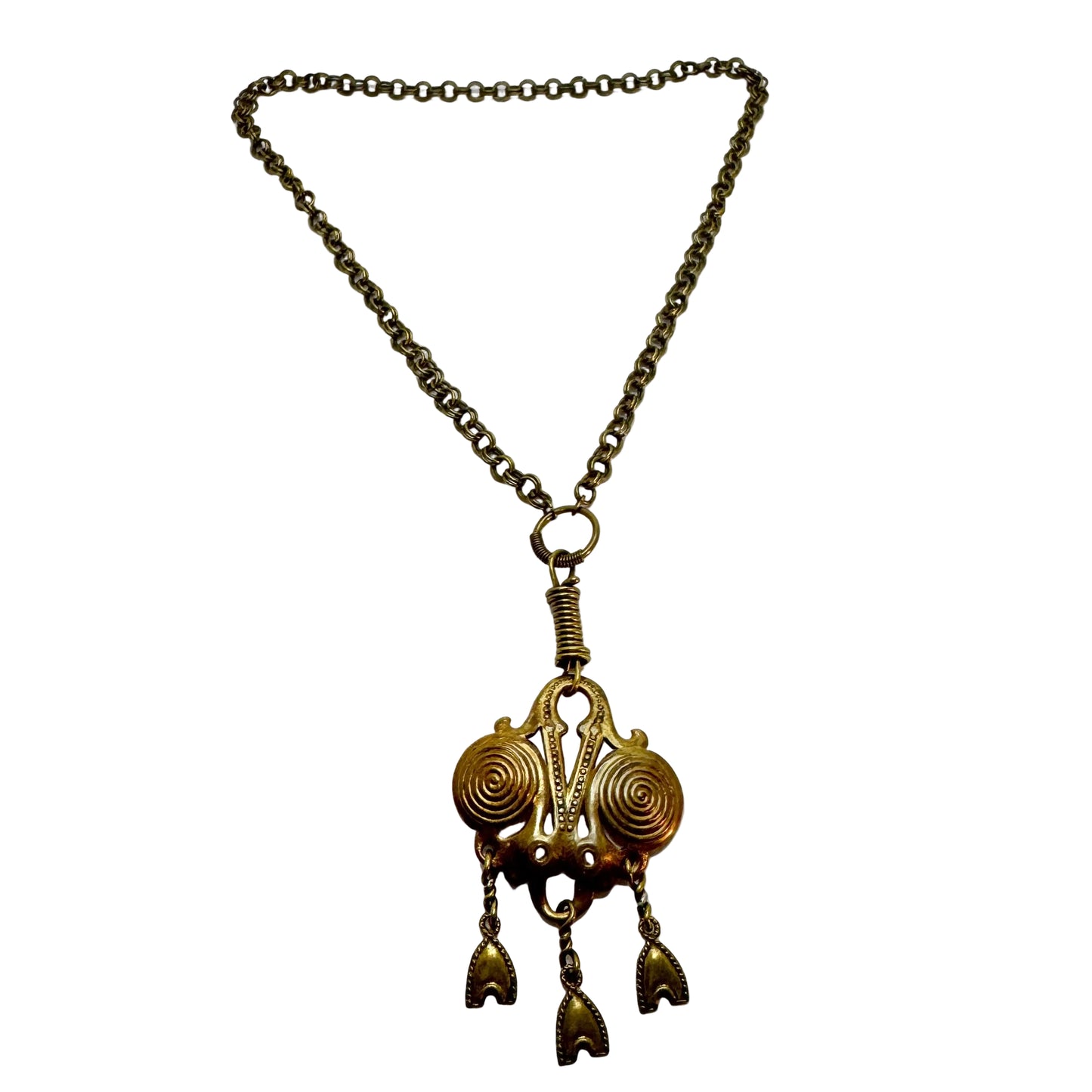 Kalevala Koru, Finland c 1970s. Large Vintage Bronze Pendant Necklace.