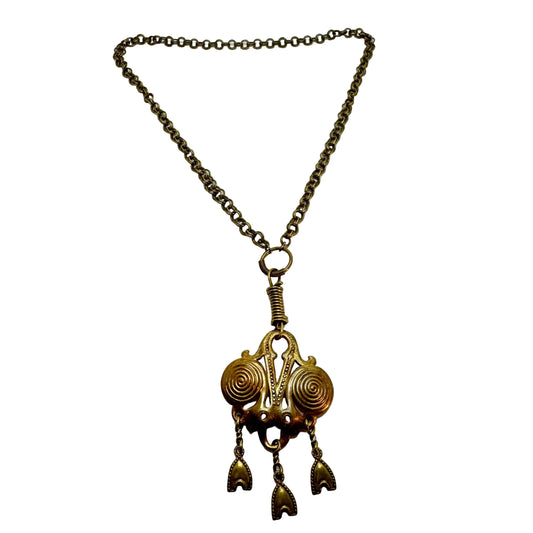 Kalevala Koru, Finland c 1970s. Large Vintage Bronze Pendant Necklace.
