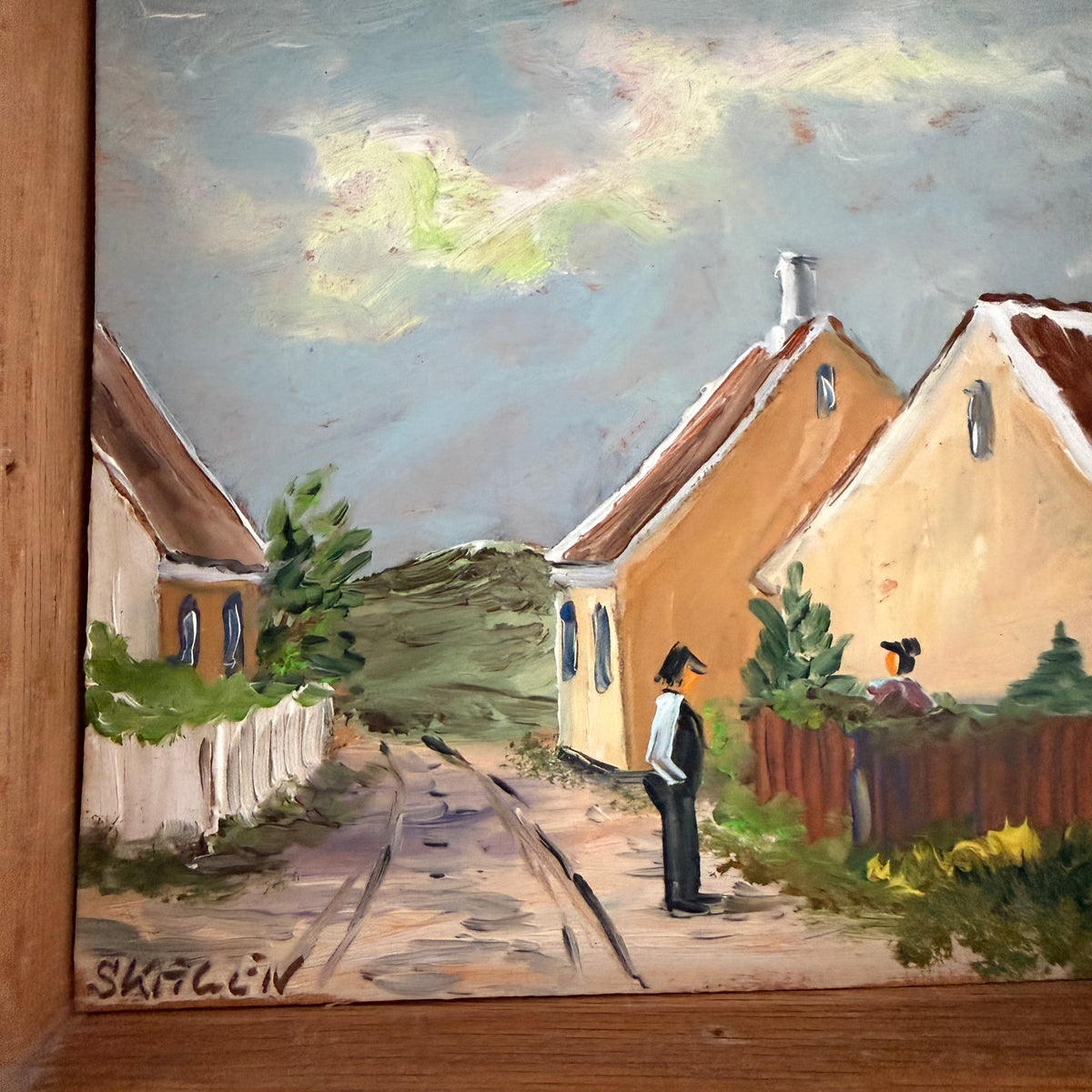 Karl Hintze, Skagen, Denmark 1984. Vintage Miniature Oil on Wood Painting