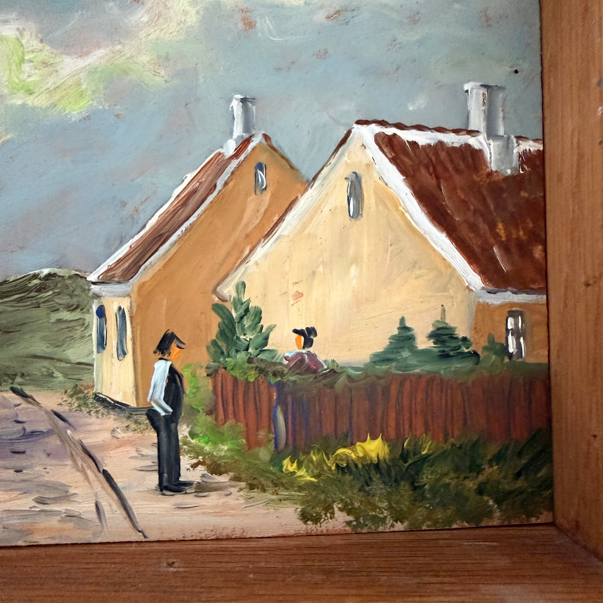 Karl Hintze, Skagen, Denmark 1984. Vintage Miniature Oil on Wood Painting