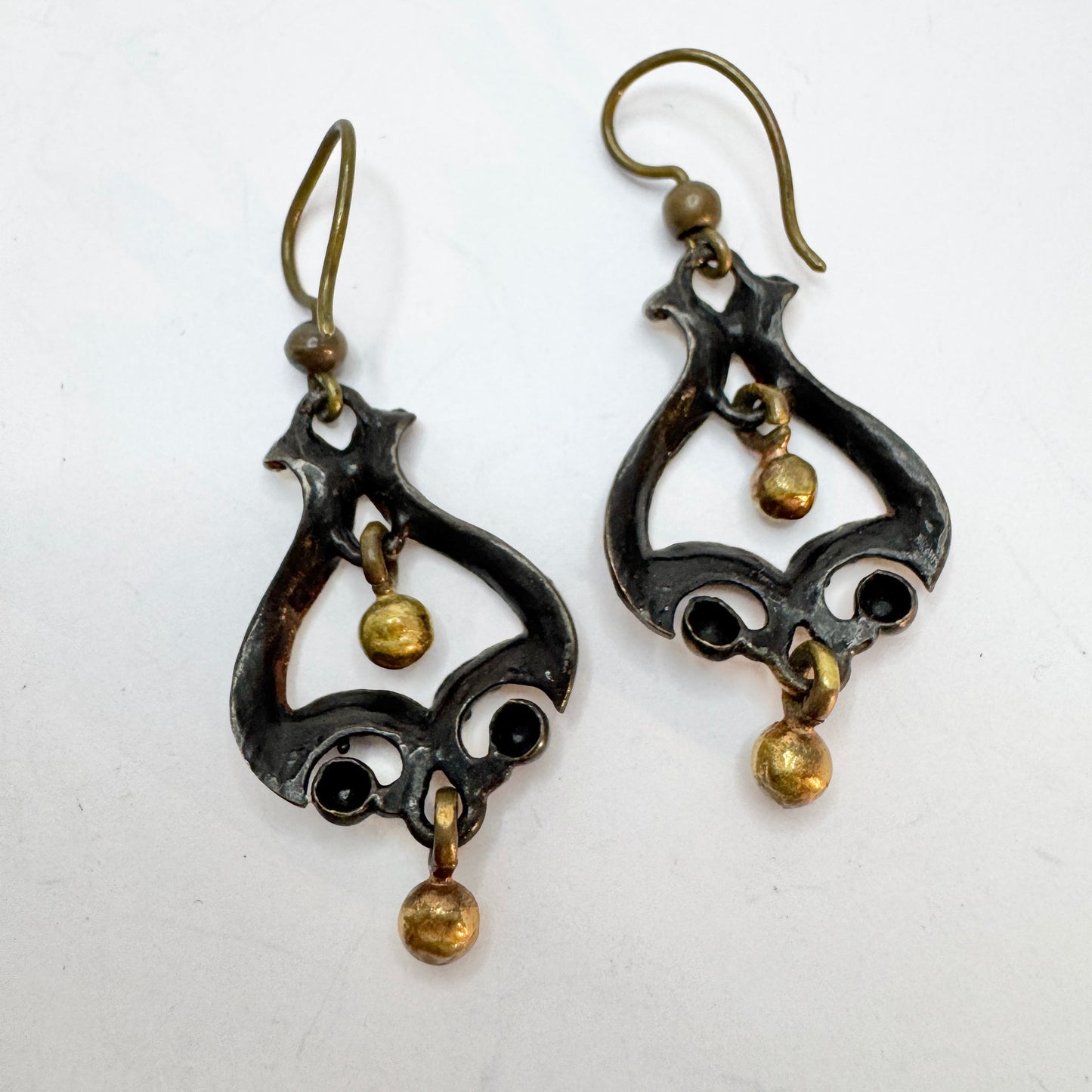 Jorma Valo, Finland 1970s Vintage Bronze Earrings.