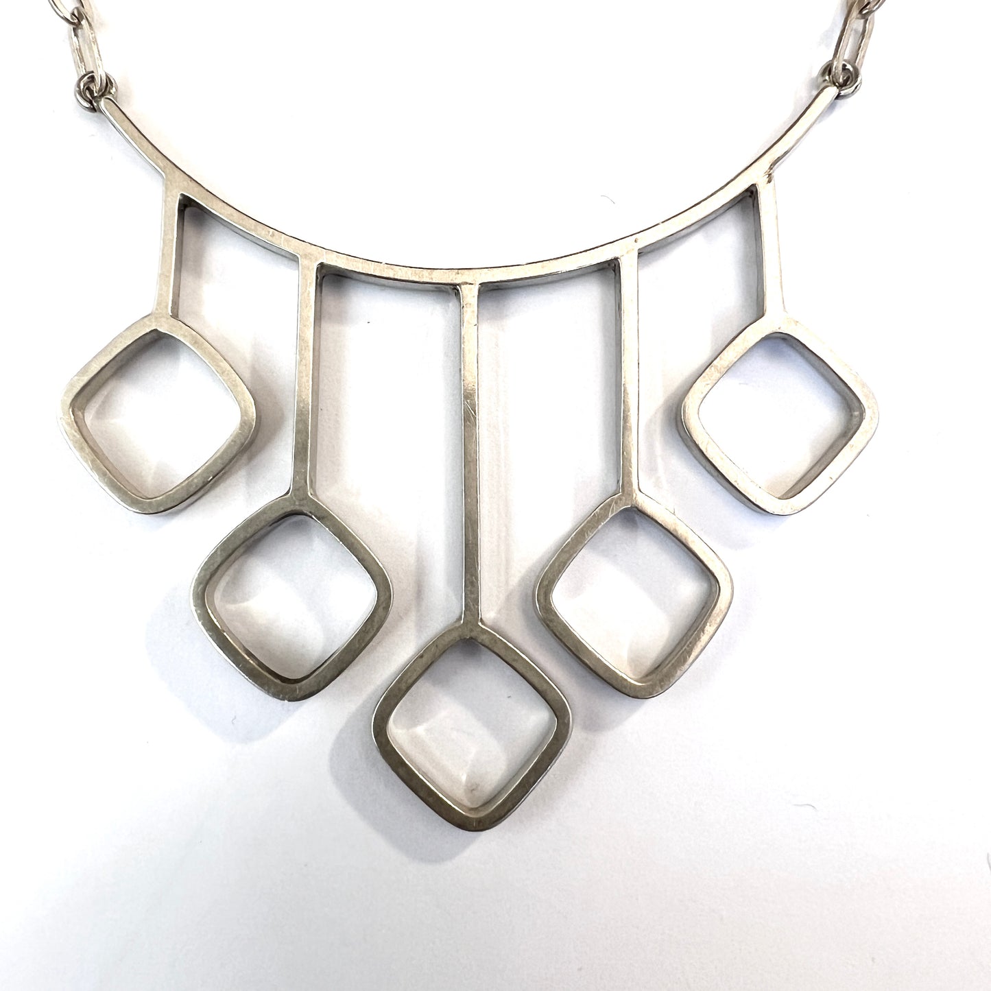 Victor Janson, Sweden 1969. Vintage Modernist Sterling Silver Necklace.