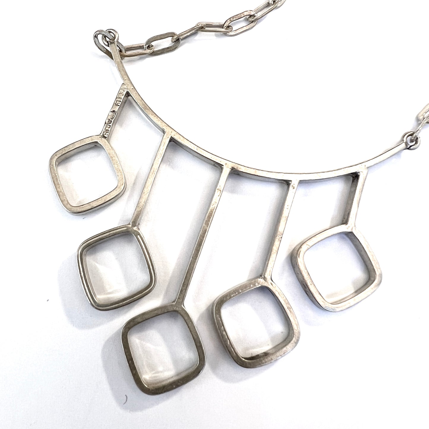 Victor Janson, Sweden 1969. Vintage Modernist Sterling Silver Necklace.