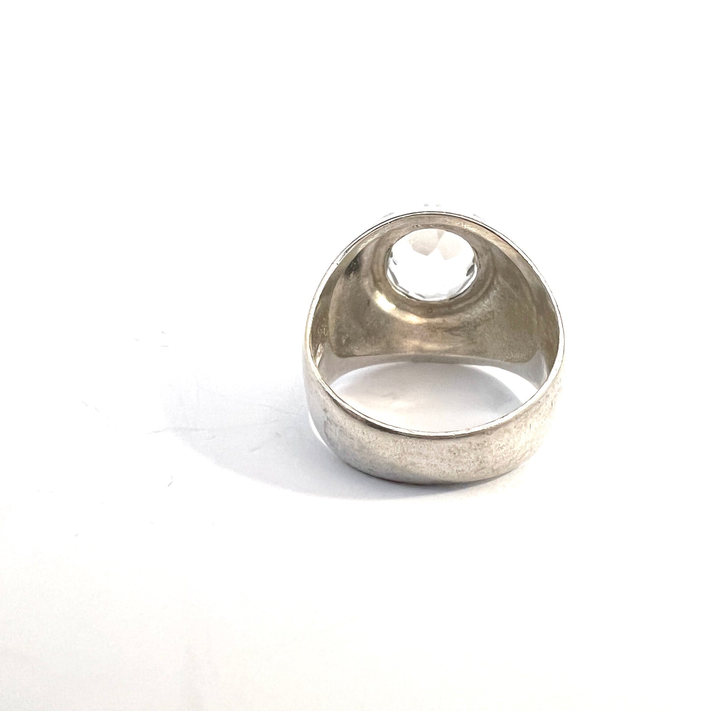 Bengt Hallberg, Sweden 1963. Vintage Modernist Sterling Silver Rock Crystal Ring.