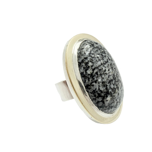 Anders Högberg, Sweden 1973. Bold Vintage Sterling Granite RIng. Signed.