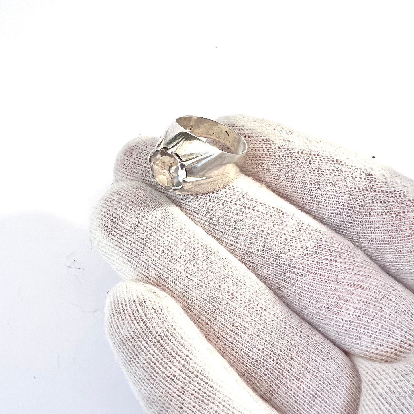 Bengt Hallberg, Sweden 1963. Vintage Modernist Sterling Silver Rock Crystal Ring.