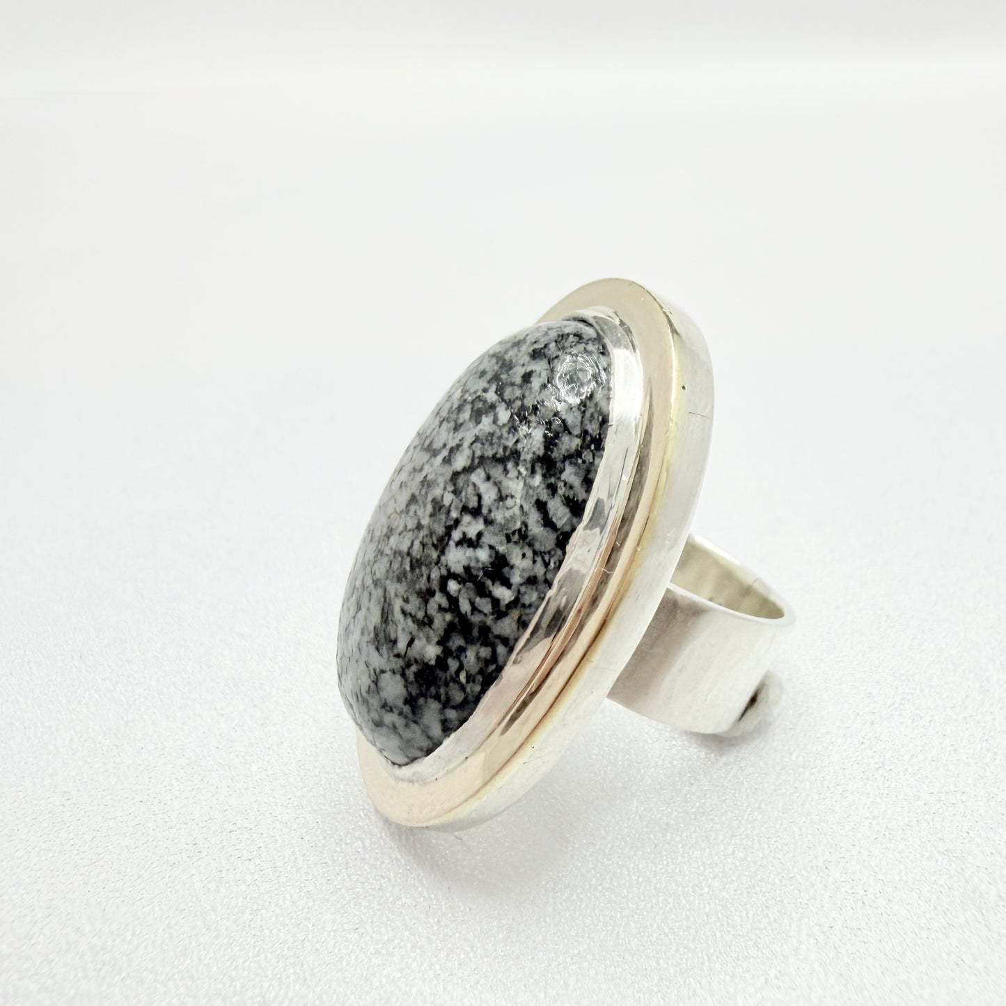Anders Högberg, Sweden 1973. Bold Vintage Sterling Granite RIng. Signed.
