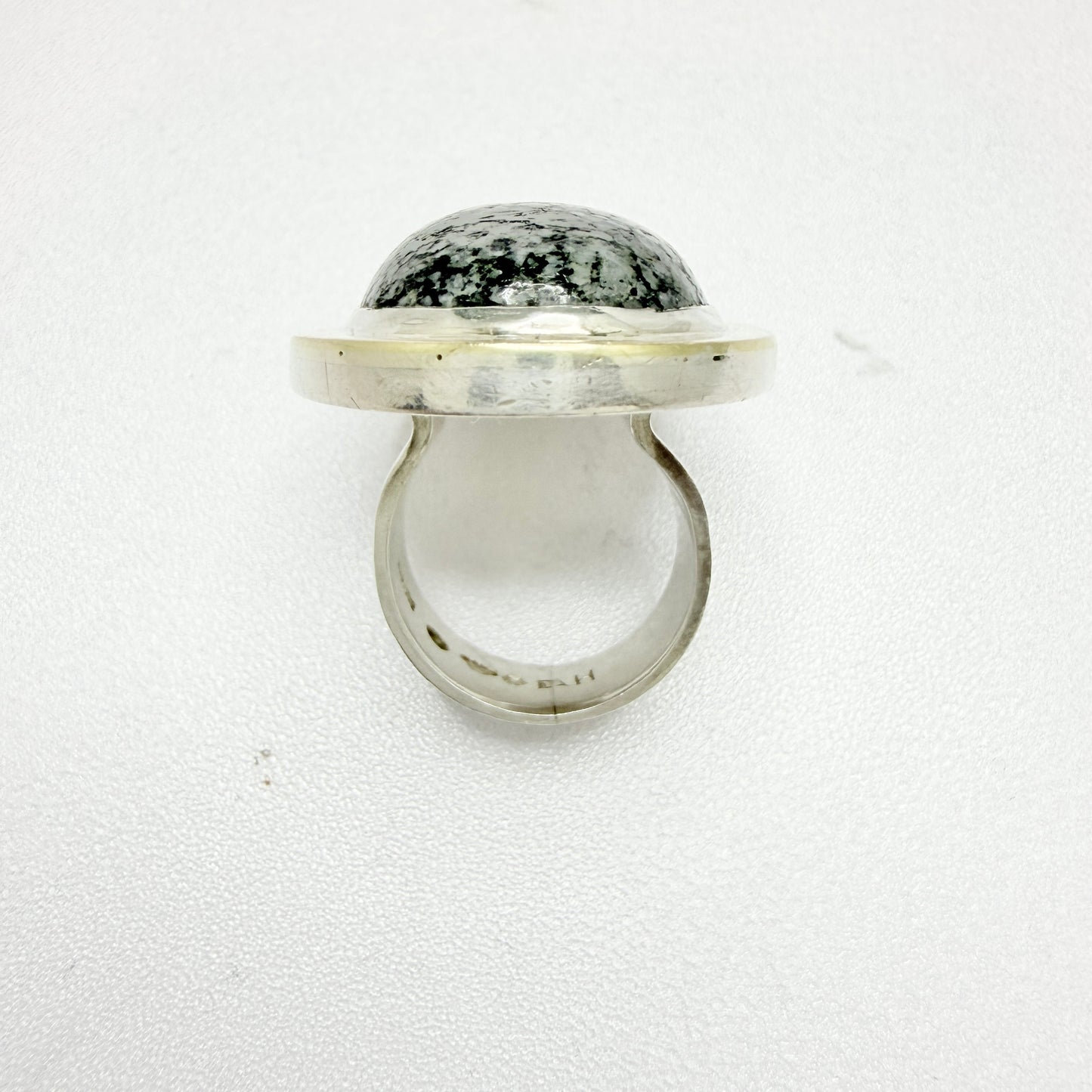 Anders Högberg, Sweden 1973. Bold Vintage Sterling Granite RIng. Signed.