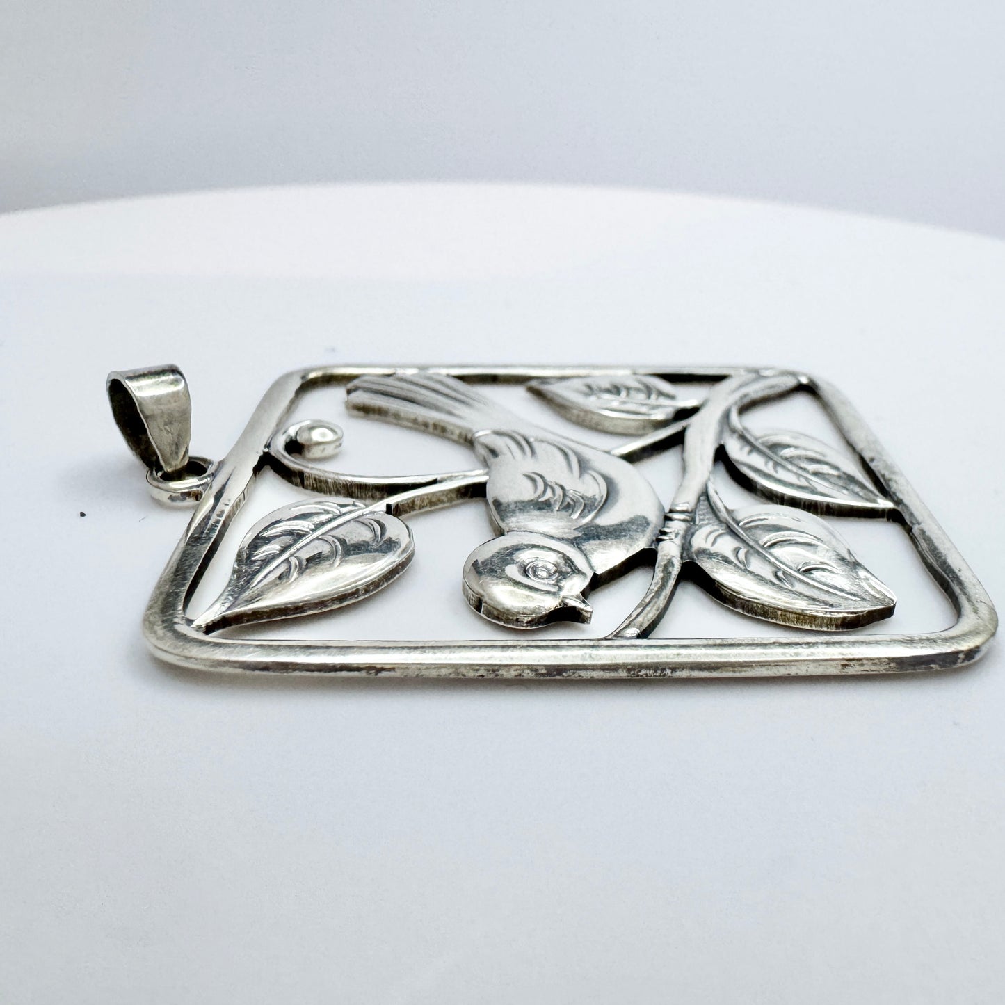 Christian Knudsen Hansen, Denmark c 1940s. Vintage Solid Silver Bird Pendant.