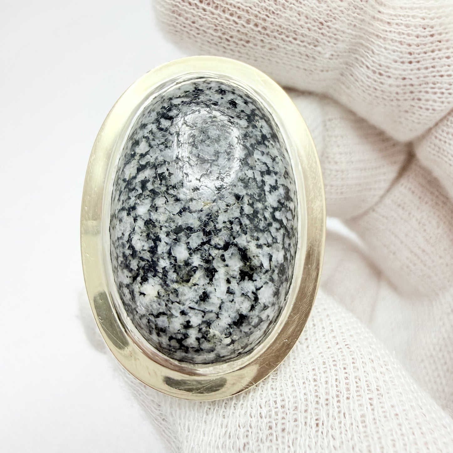 Anders Högberg, Sweden 1973. Bold Vintage Sterling Granite RIng. Signed.