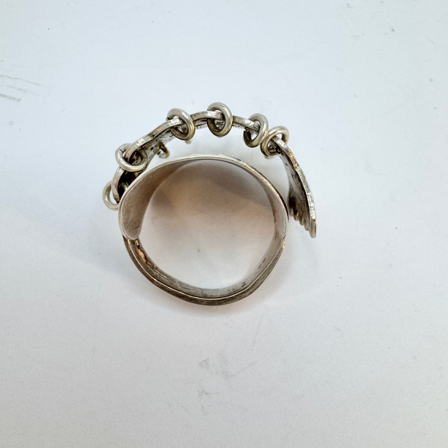 Vintage Solid Silver Sami / Laplander Folk Art Artisan Ring.