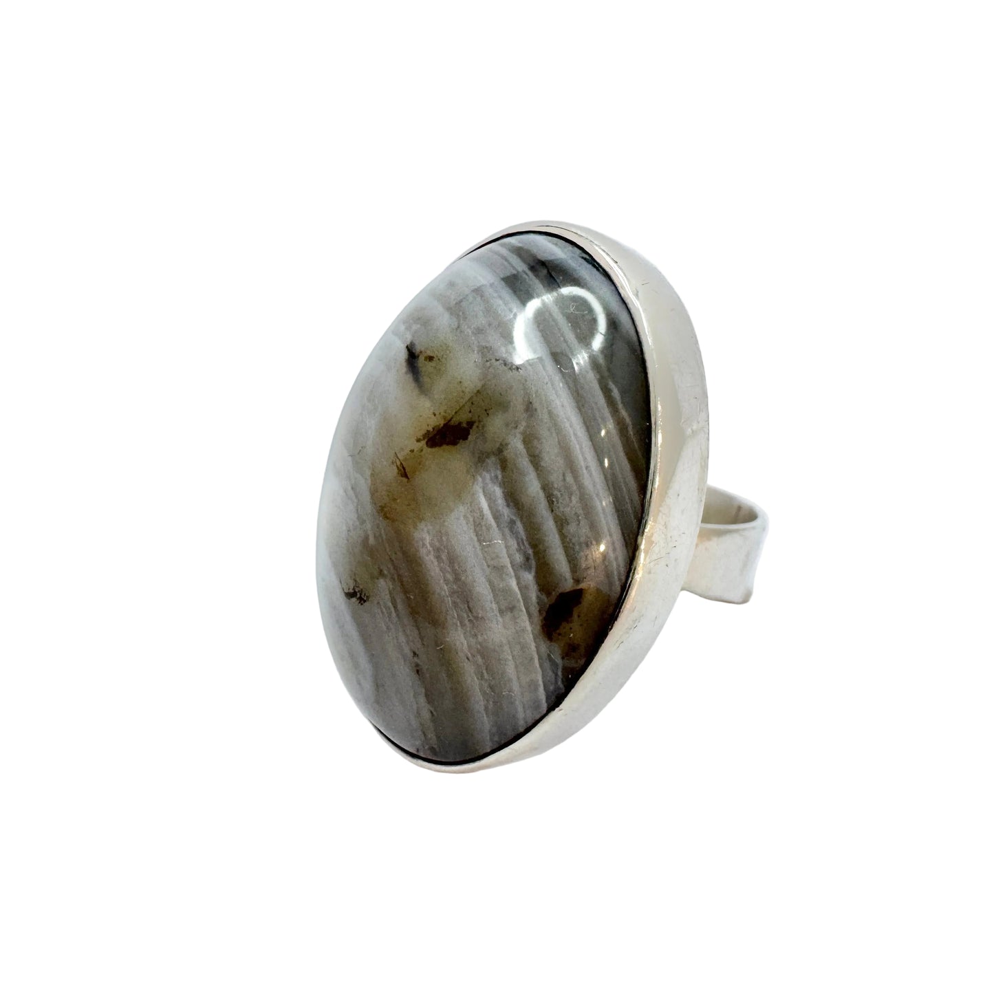 Gert Thysell for GUSSI, Sweden 1966. Bold Vintage Silver Agate Ring.