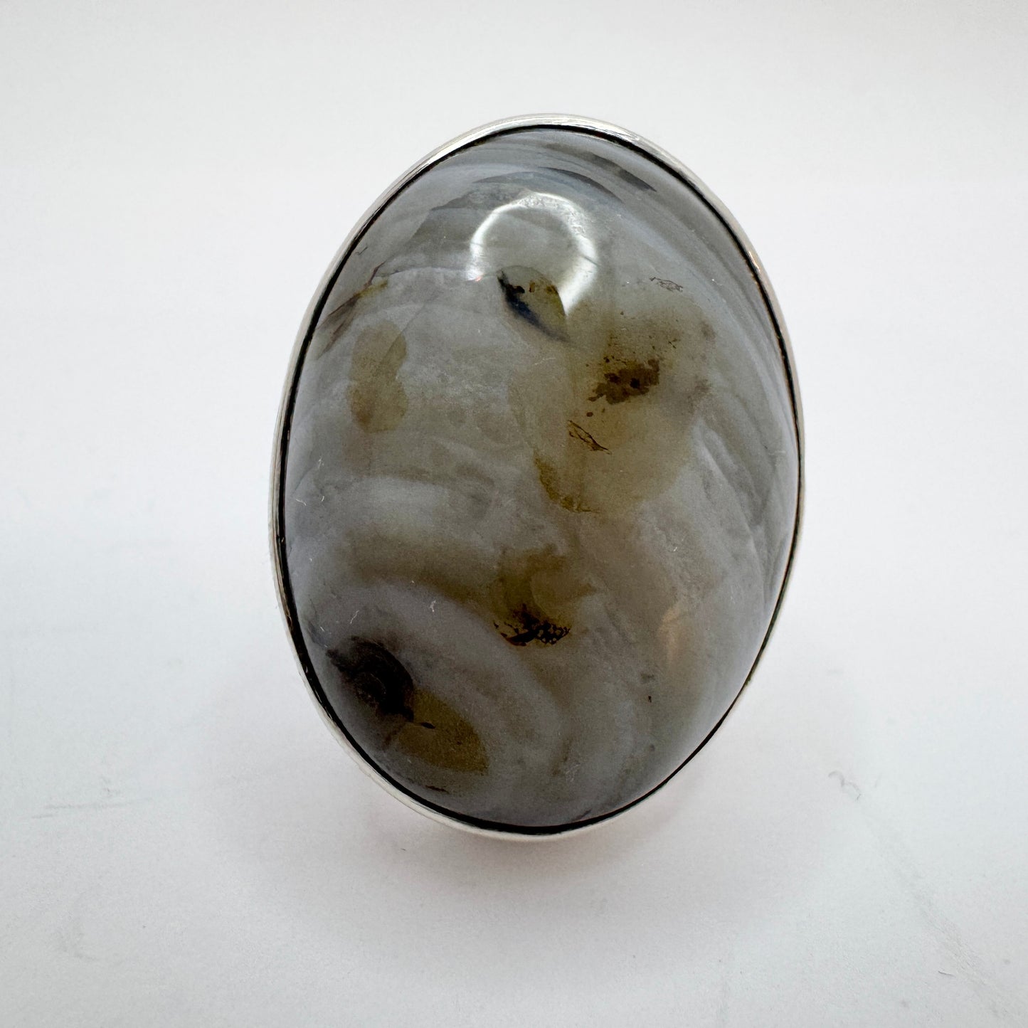 Gert Thysell for GUSSI, Sweden 1966. Bold Vintage Silver Agate Ring.