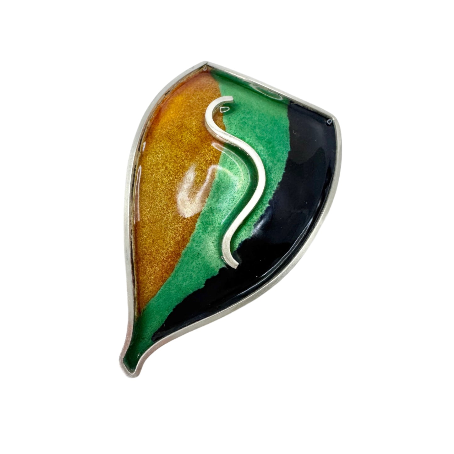 Jonsson, Sweden 1956. Vintage Sterling Silver Enamel Brooch. Signed.