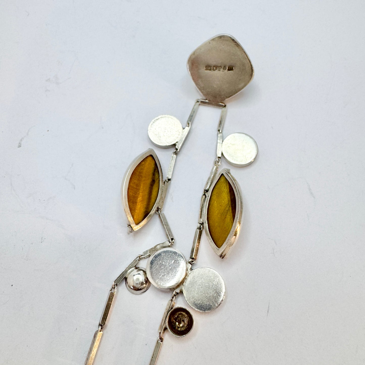 Kaplan, Sweden 1961. Vintage Sterling Silver Tiger's Eye Necklac.e