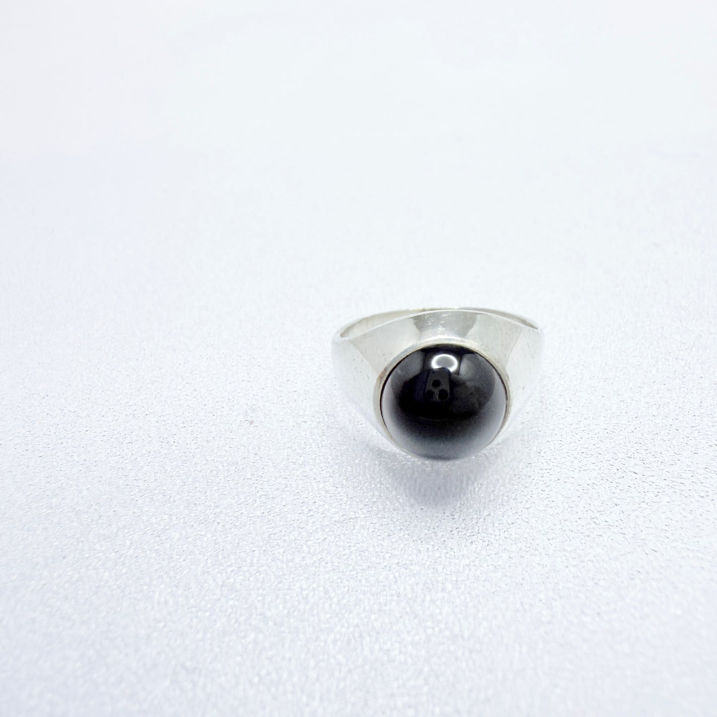 Frey & Co, Germany 1960s. Vintage Solid Silver Onyx Ring.