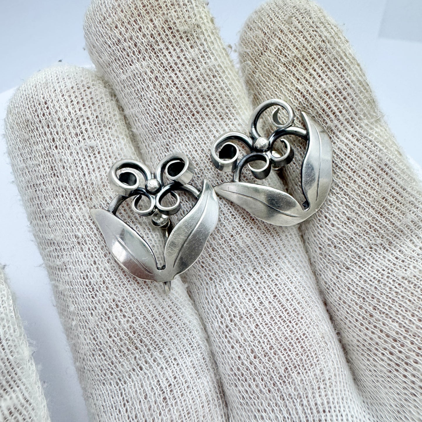 Ella Hansen, Sweden 1947. Vintage Sterling Silver Earrings.